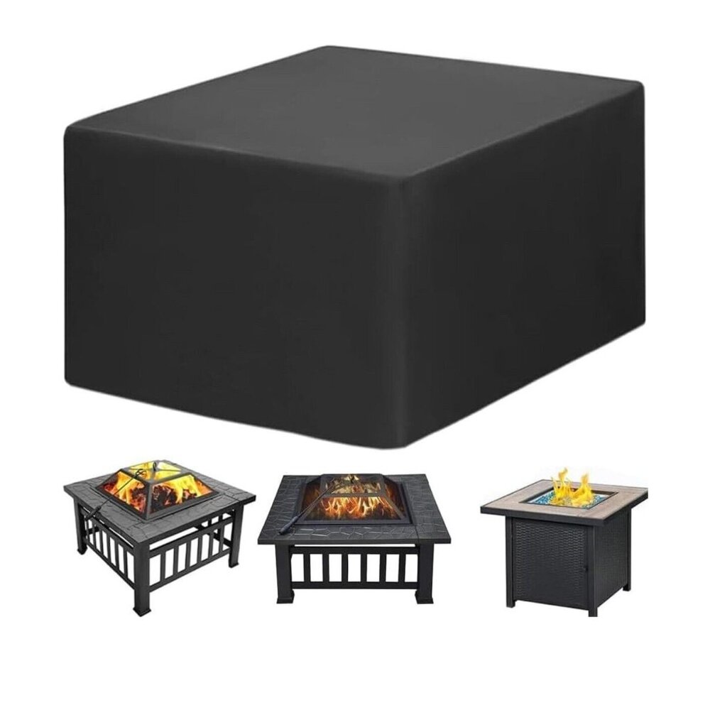 Amberr Fire Pit Cover,600D Heavy Duty Fire Pit Cover Square, Waterproof NEW